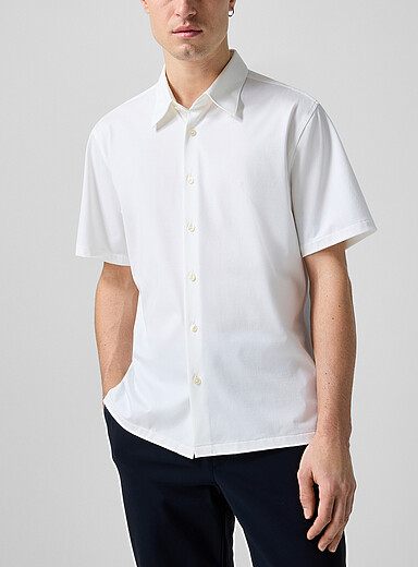 Theory Off White Irving structure knit shirt for men