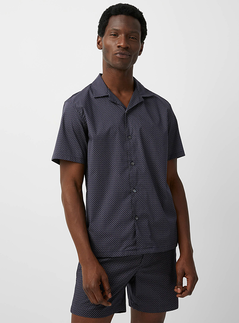 Theory Black Irving geometric print shirt for men