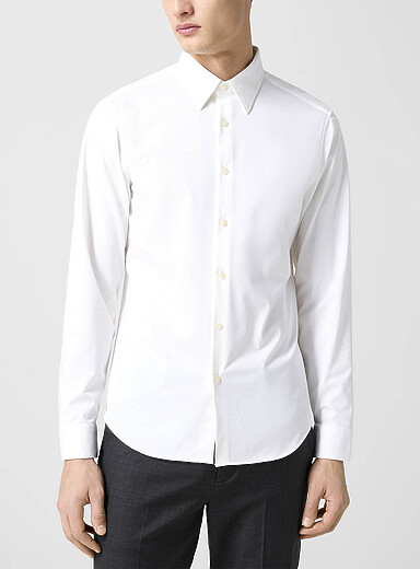 Theory: La chemise Sylvain tricot structur&eacute; Blanc pour homme