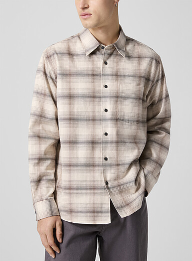 Theory: La chemise Weekend flanelle &agrave; carreaux Blanc &agrave; motifs pour homme