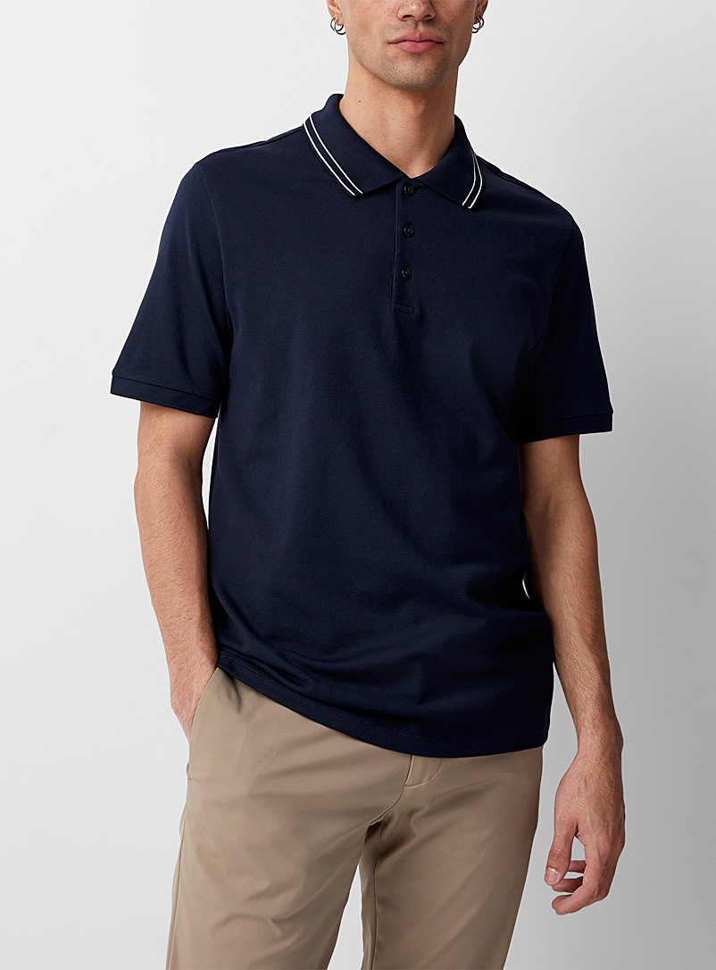 Theory Marine Blue Function pique Precise polo shirt for men