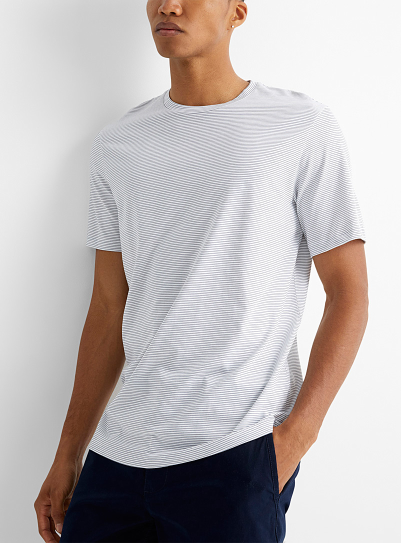 Theory: Le t-shirt microrayures coton pima Marine pour homme