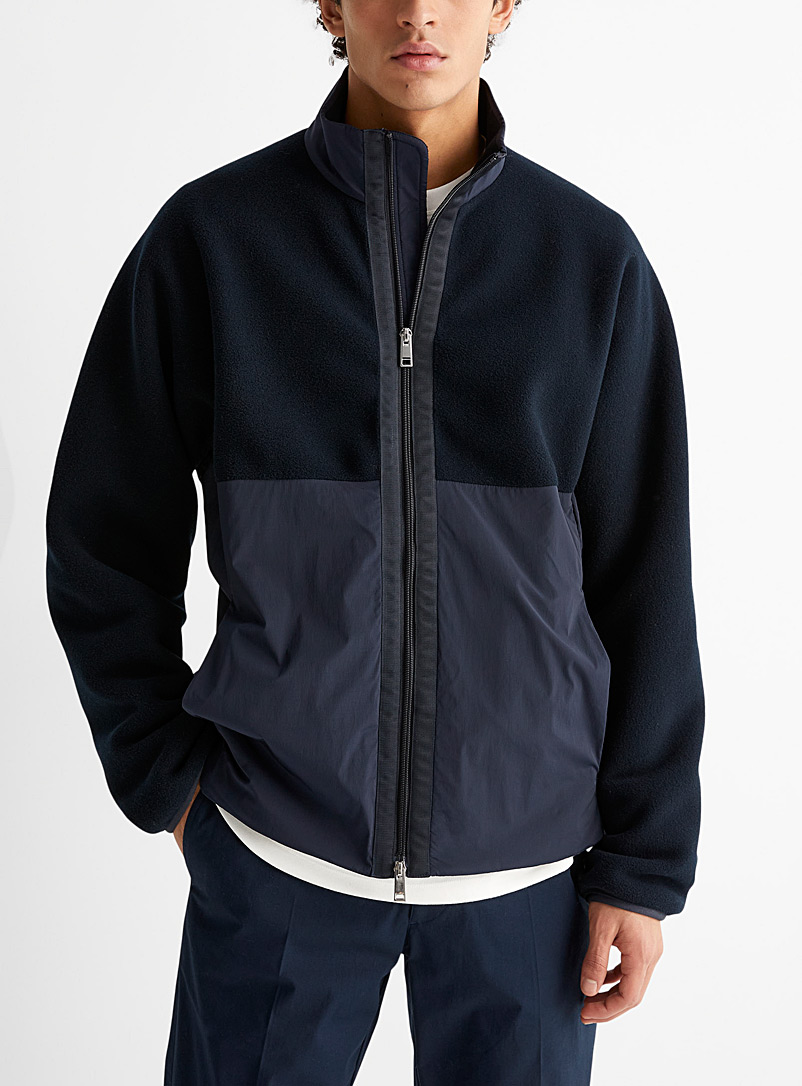 Theory Blue Recycled polyester dual-material jacket for men
