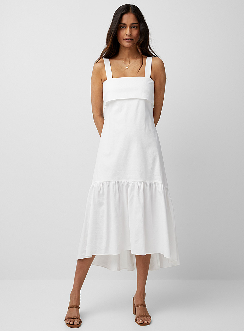 Theory White Tie-back linen dress for women