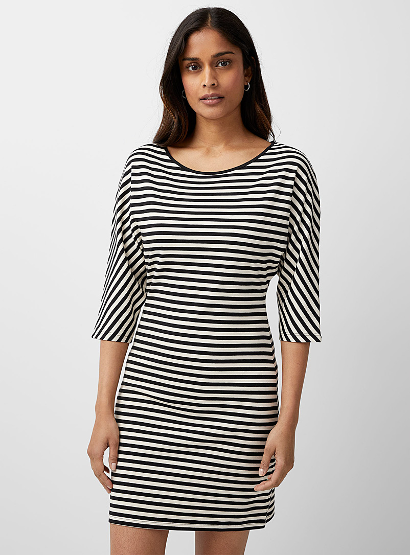 Theory Black and White Binary stripe jersey dress for women