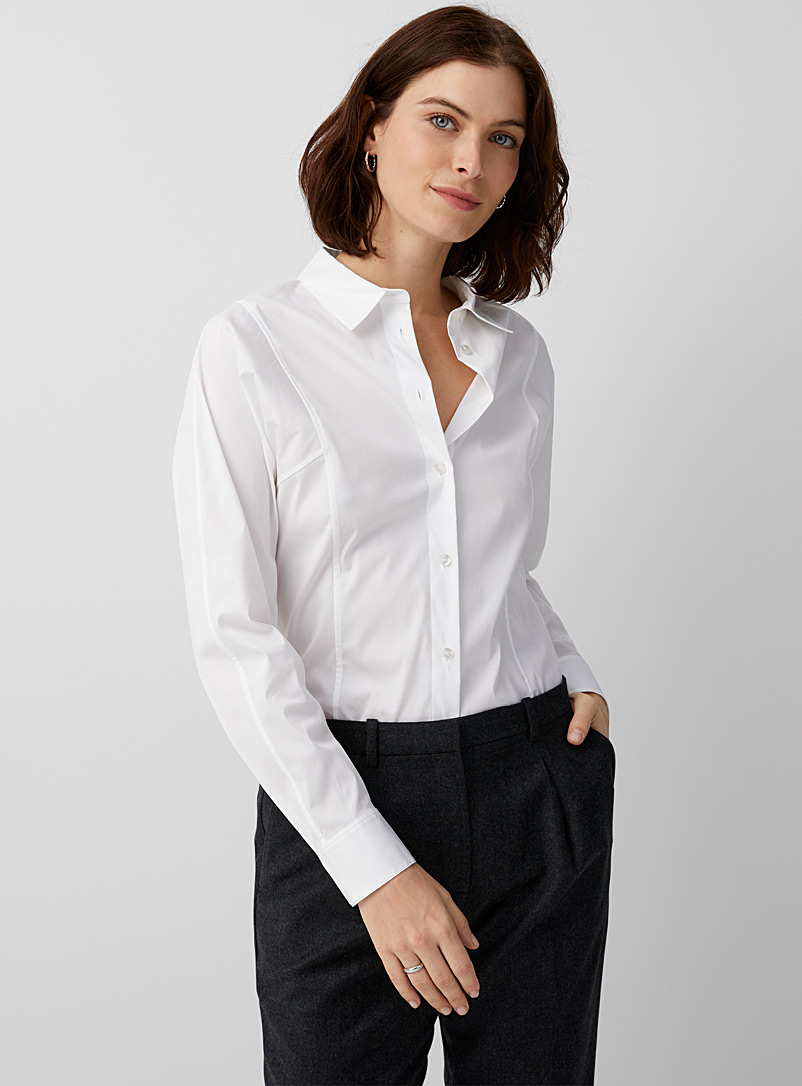 Theory: La chemise popeline cintrée Blanc pour femme