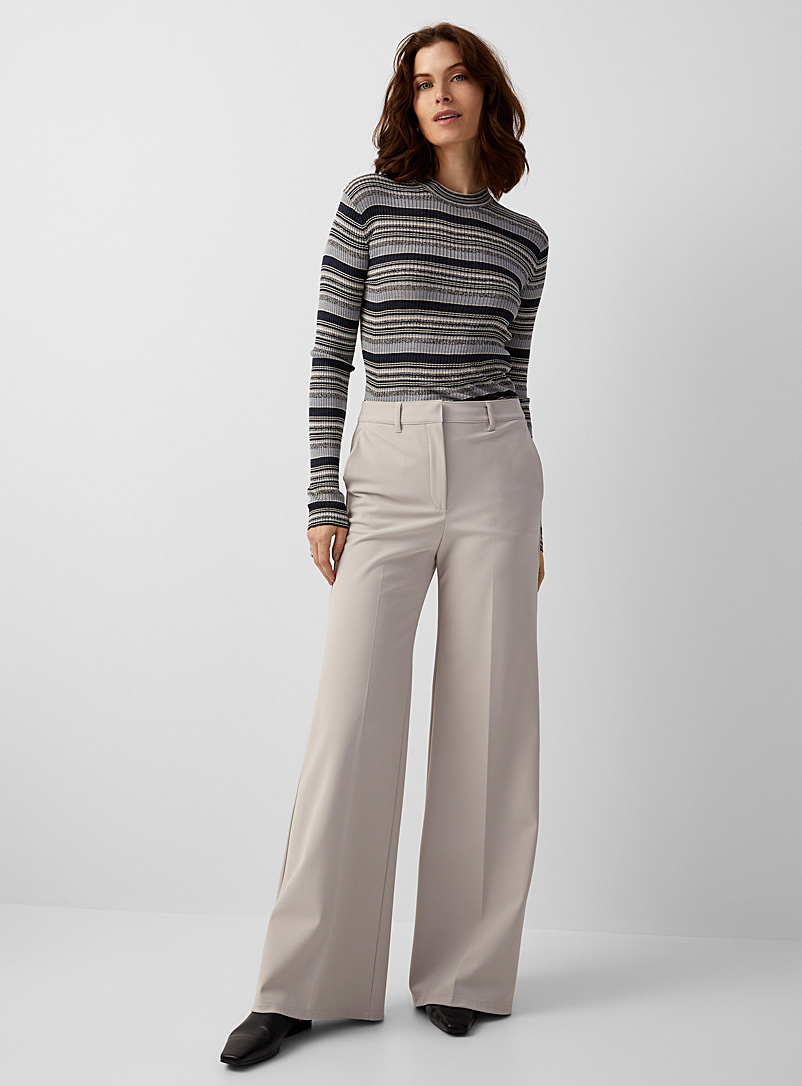 Theory Ivory White Thick knit wide-leg pant for women