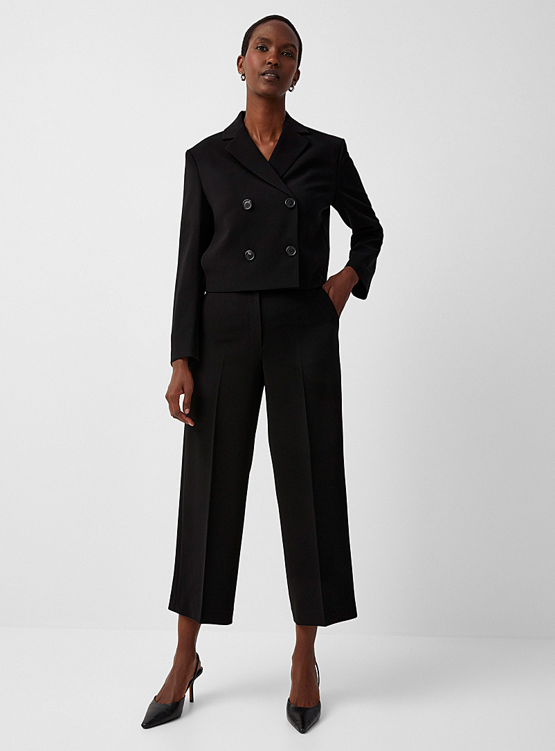 Theory Black Flowy crepe wide-leg pant for women