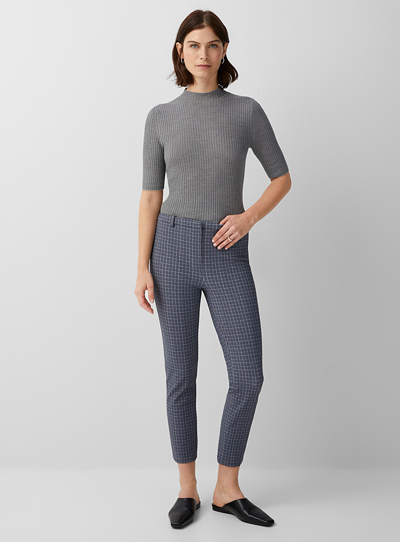 Theory Patterned Grey Grey tiles slim-leg pant for women