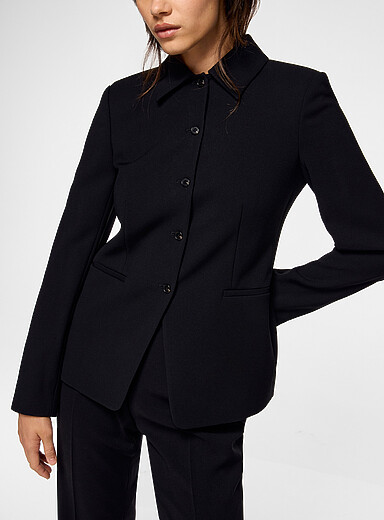 Theory Black Cutaway essential crepe jacket for women