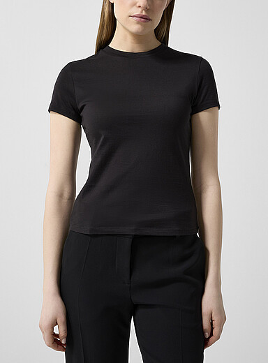 Theory: Le t-shirt coton pima Tiny Noir pour femme