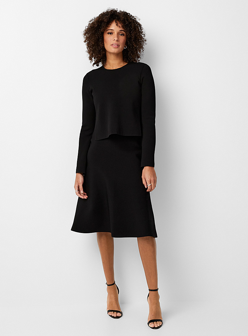 Theory Black Thick-knit two-tiered dress for women