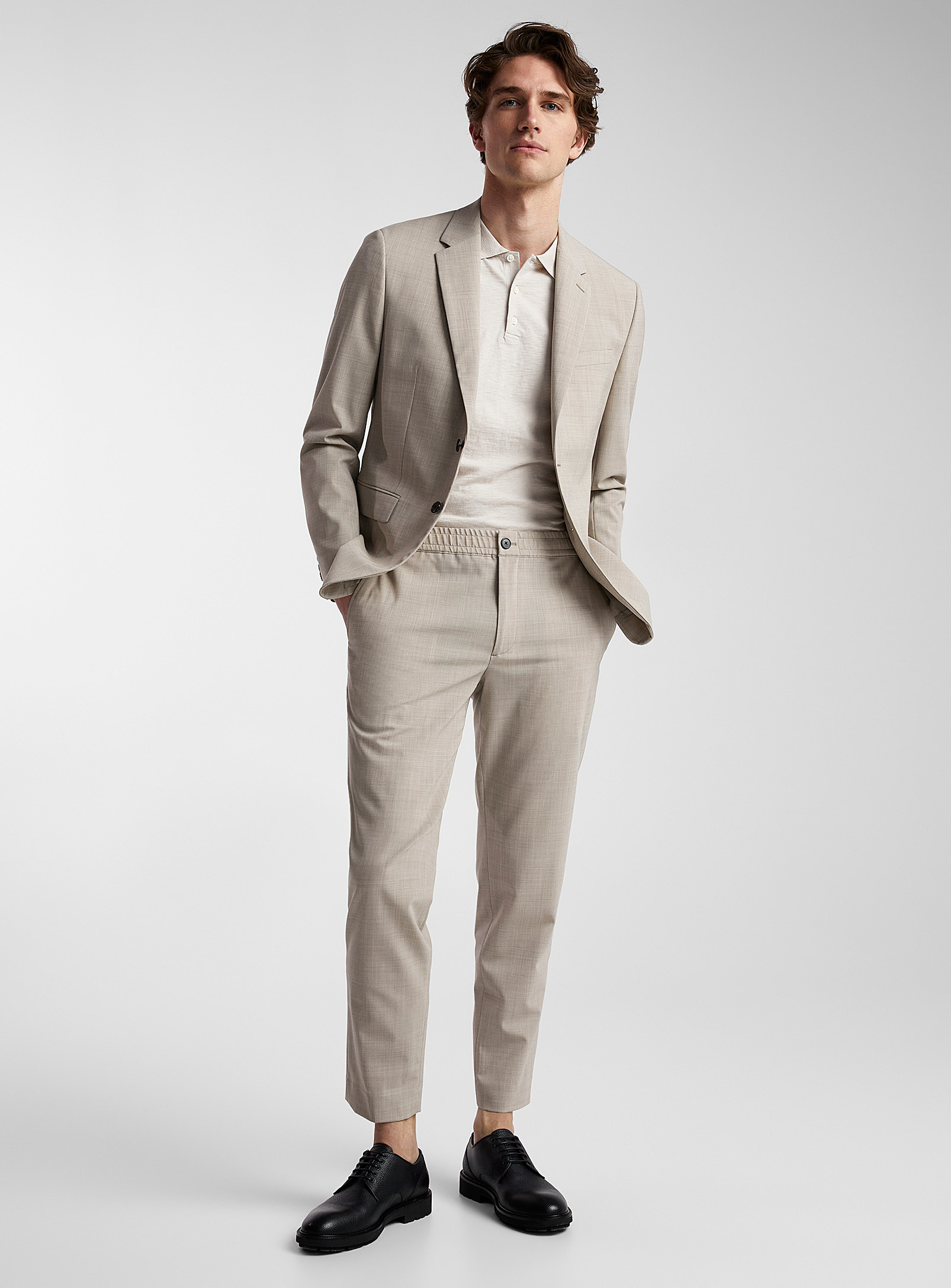 Theory Larin Elastic-waist Pant In Sand