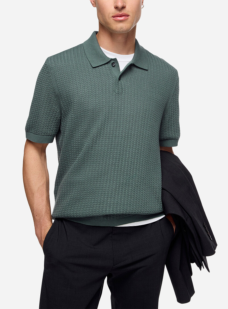 Soris cable-knit polo product image (primary)