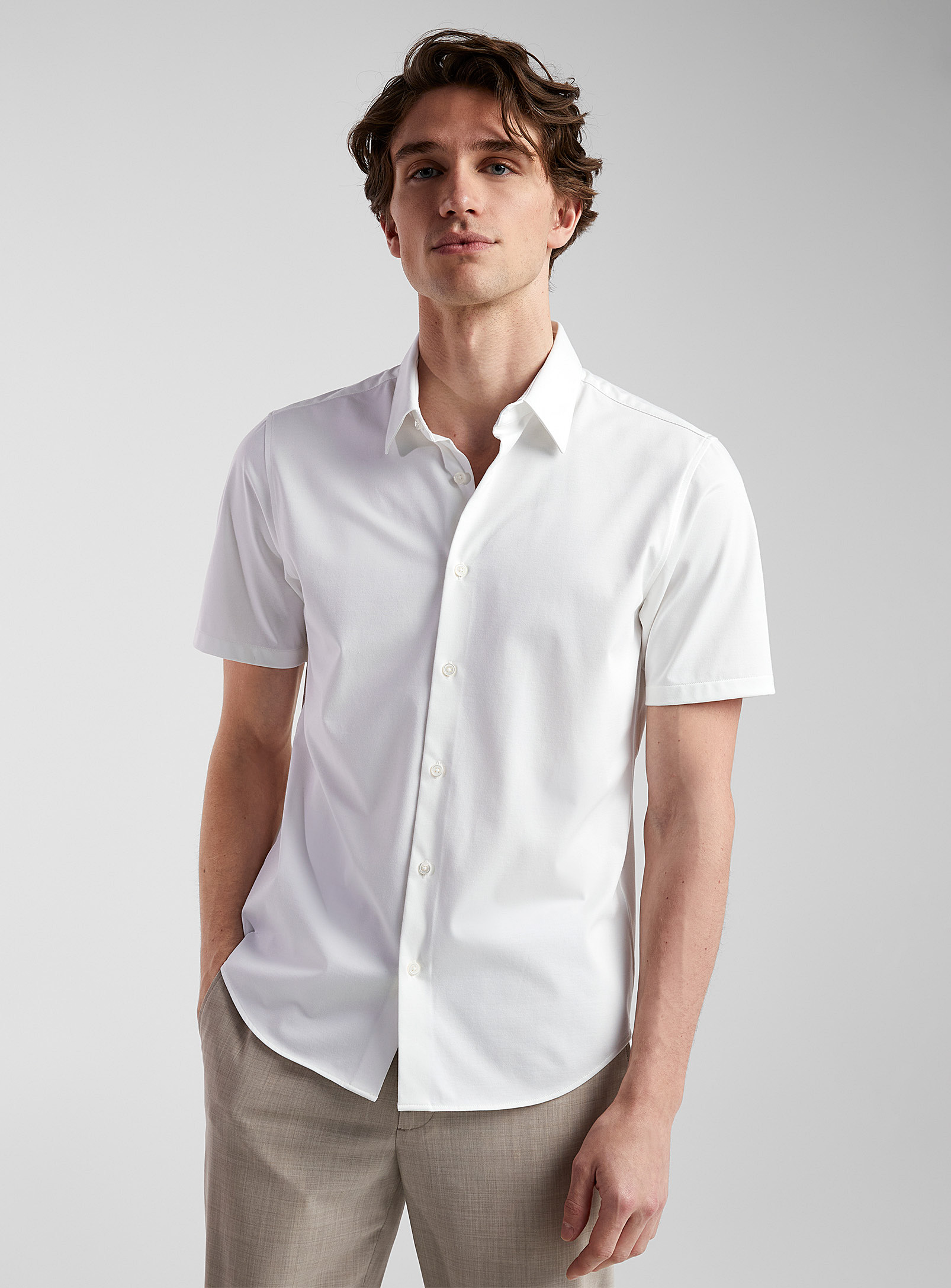 Shop Theory Irving Structure Knit Shirt In White