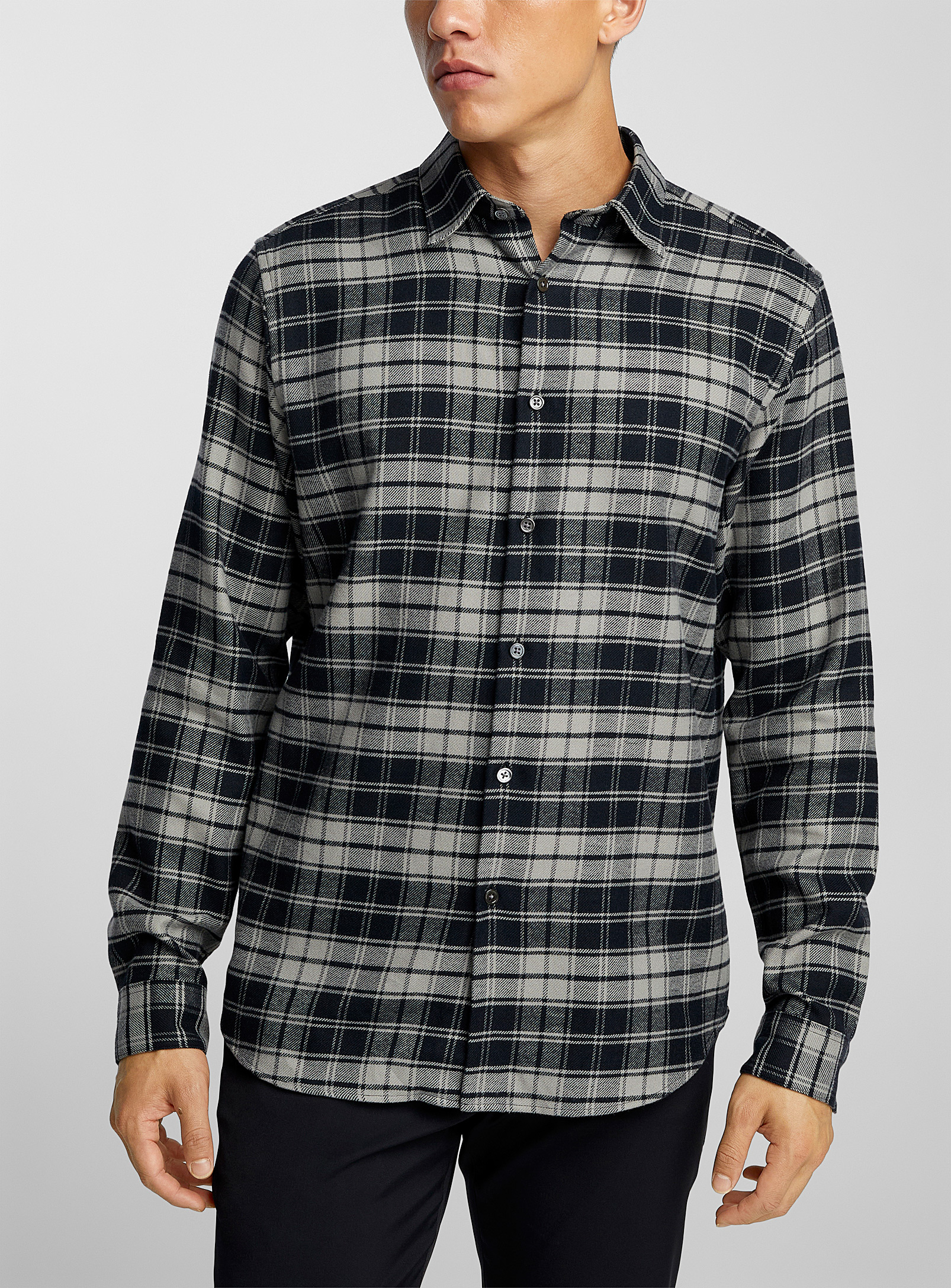 THEORY IRVING CHECKERED FLANNEL SHIRT