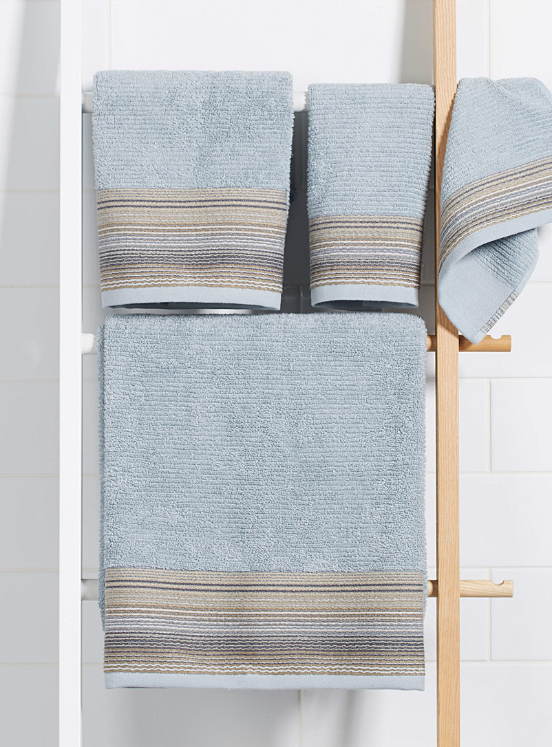 Simons Maison Slate Blue Wave border towels