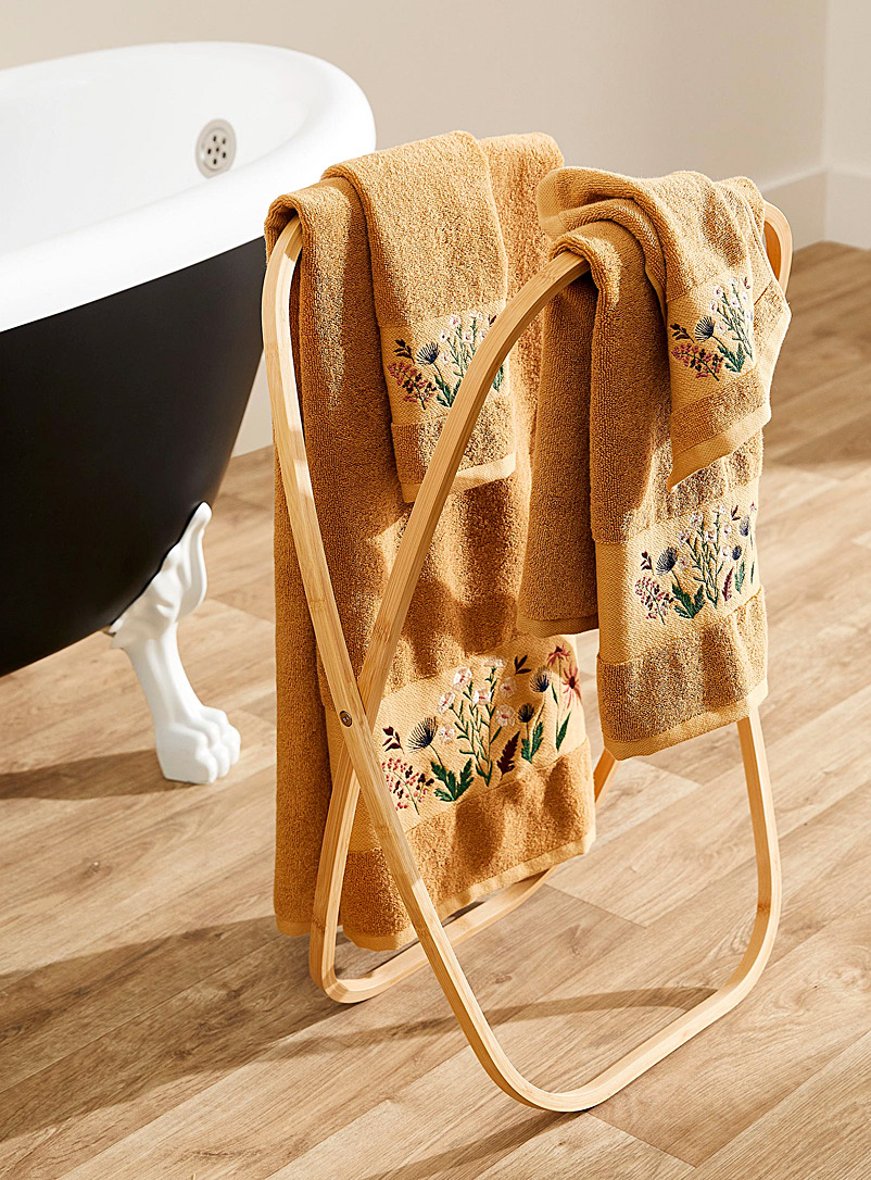 Simons Maison Patterned Brown Fall flowers organic cotton towels