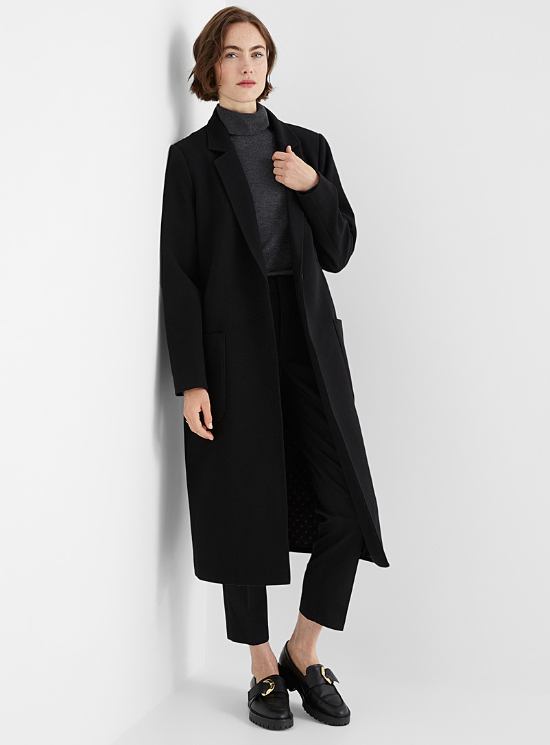 Contemporaine Black Long single-button overcoat for women