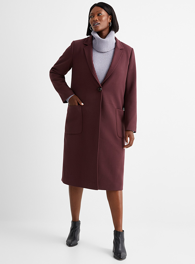 Contemporaine Dark Crimson Long single-button overcoat for women