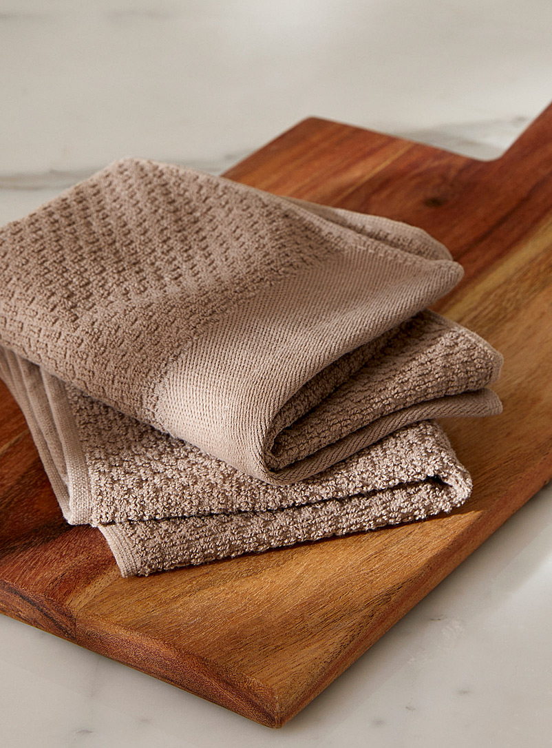 Simons Maison Light Brown Textured brown tea towels Set of 2
