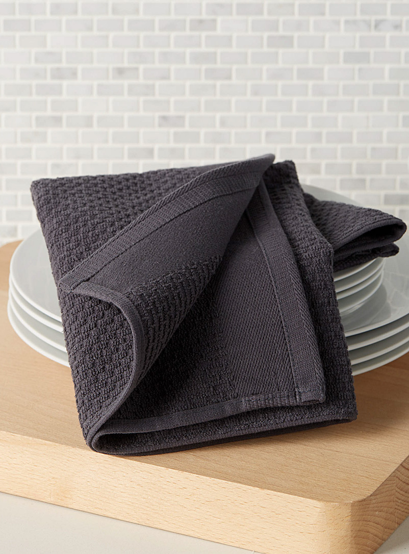Simons Maison Charcoal Textured terry cook's towel