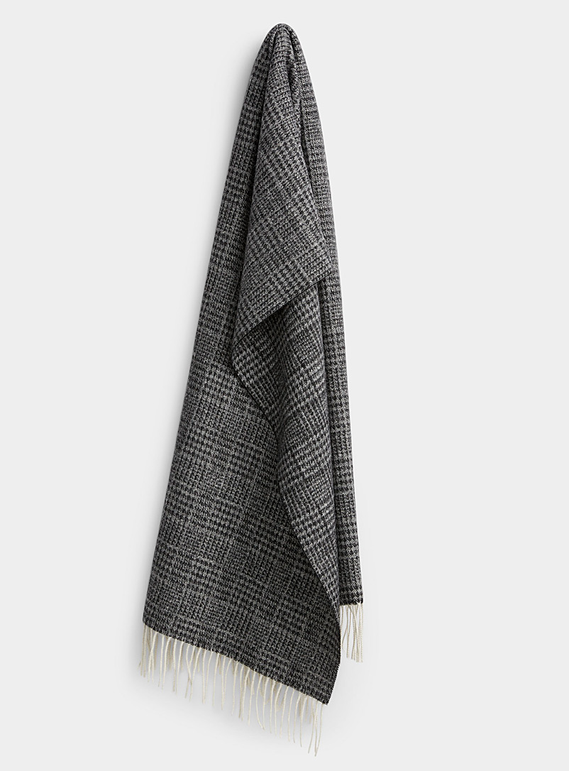 Le 31 Black Prince of Wales wool scarf for men