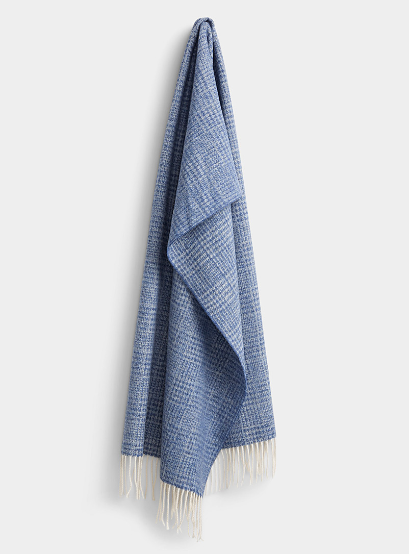 Le 31 Blue Prince of Wales wool scarf for men