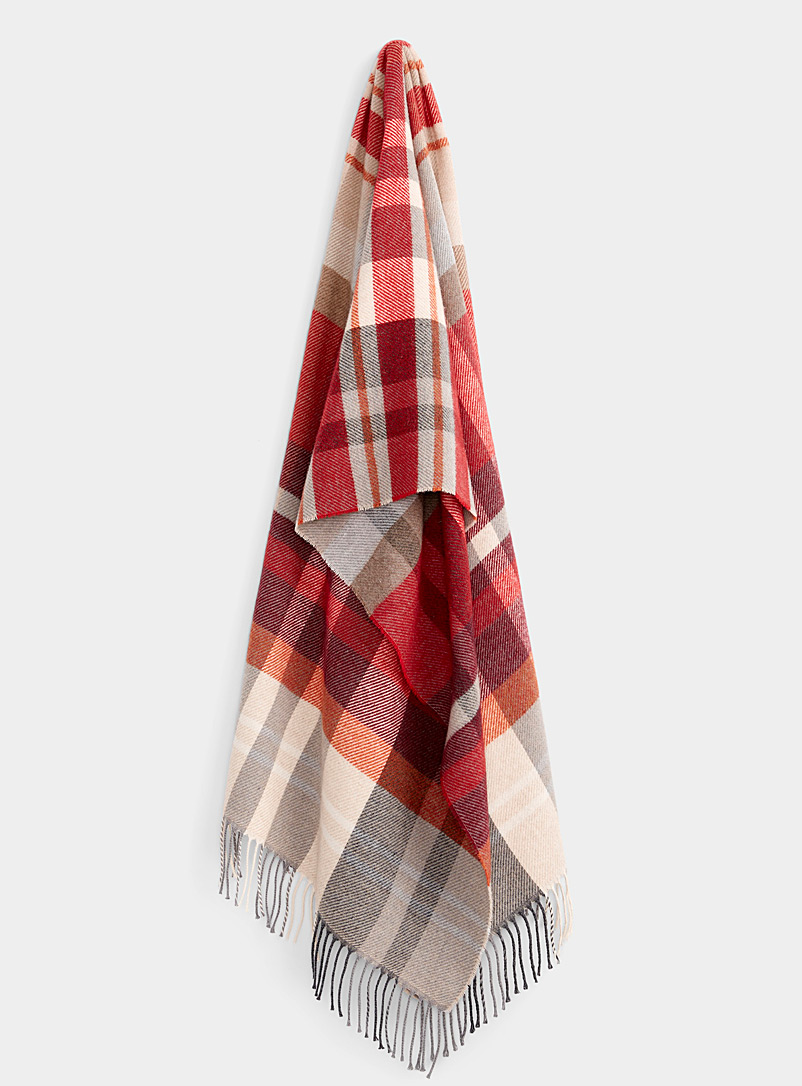 Simons Patterned Red Touch of cashmere colourful check scarf for women