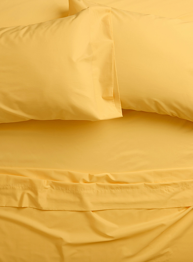 Simons Maison Bright Yellow Bamboo rayon and cotton 300-thread-count sheet set Twin size, fits mattresses up to 16 in