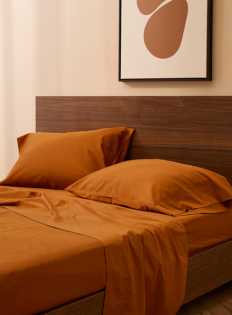 Simons Maison Dark Orange Bamboo rayon and cotton 300-thread-count sheet set Fits mattresses up to 16 in