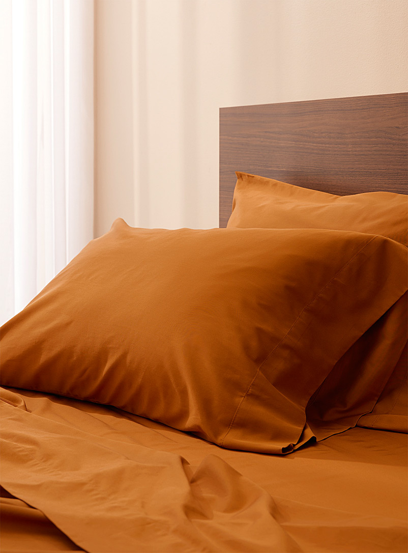 Simons Maison Dark Orange Bamboo rayon and cotton 300-thread-count pillowcases Set of 2