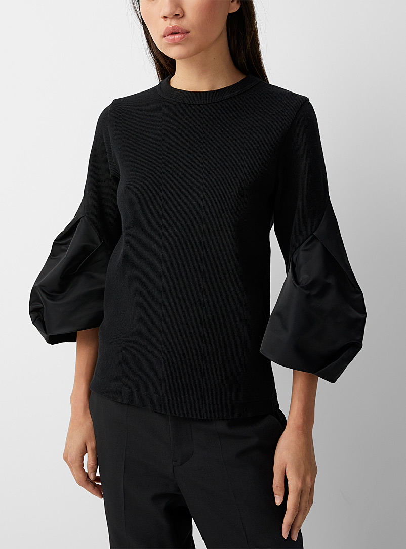 Sacai: Le t-shirt à manches volumineuses Noir pour femme