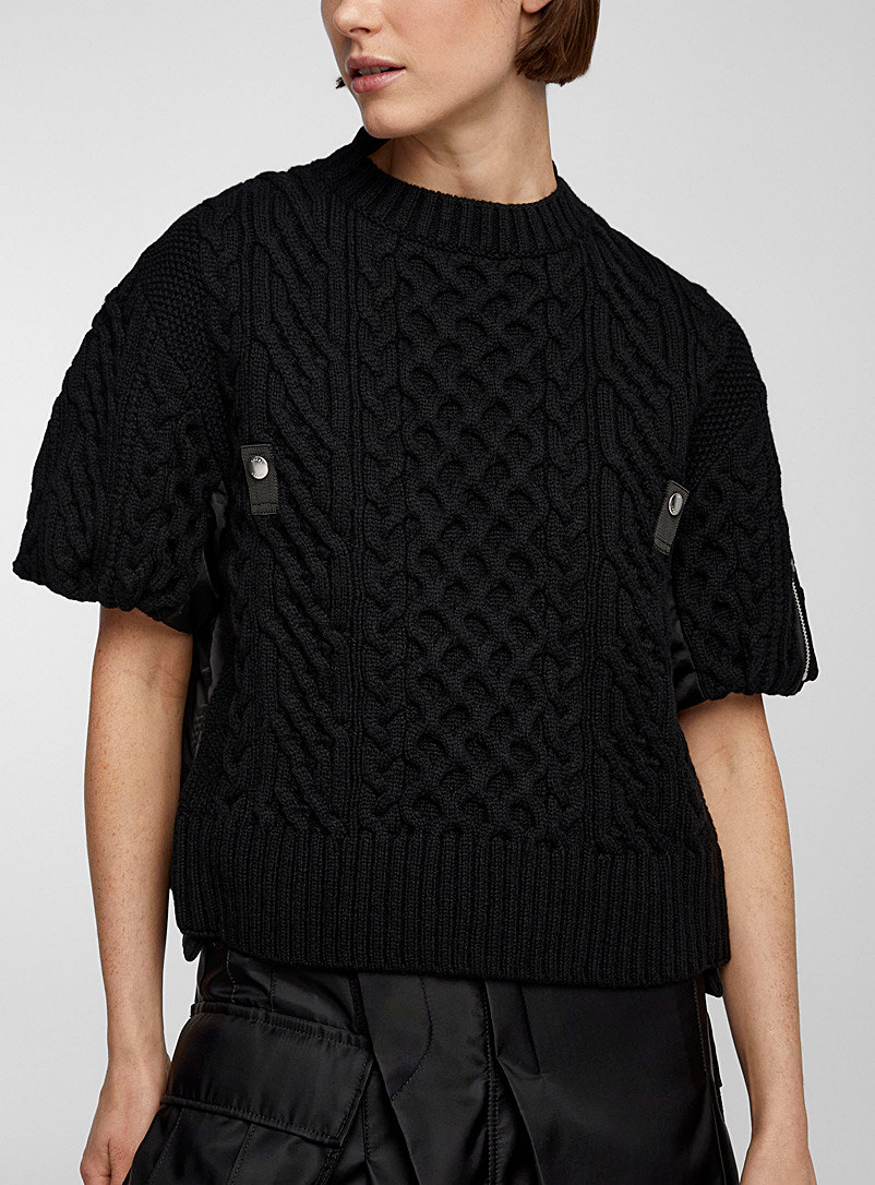 Sacai Black Bomber-style sweater for women