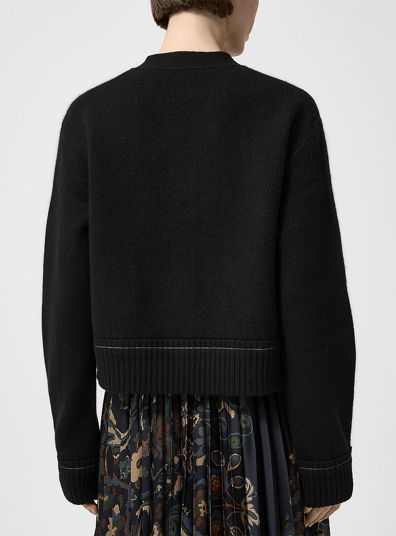 Sacai: Le cardigan &eacute;cusson S pur cachemire Noir pour femme