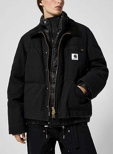 Sacai: La doudoune matelass&eacute;e deux couches Duck Sacai x Carhartt Noir pour femme