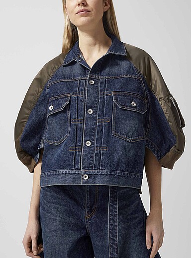 La veste en denim manches bomber