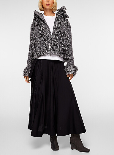 Sacai Grey Frayed tweed jacket for women