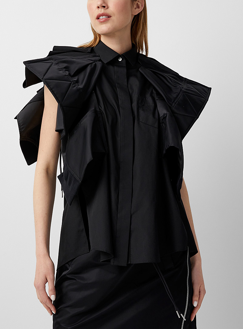 Sacai: La chemise volume origami Noir pour femme