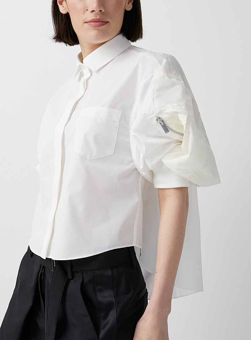 Sacai White Bomber-sleeve shirt for women