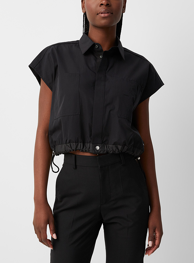 Sacai: La chemise sans manches S brodé Noir pour femme