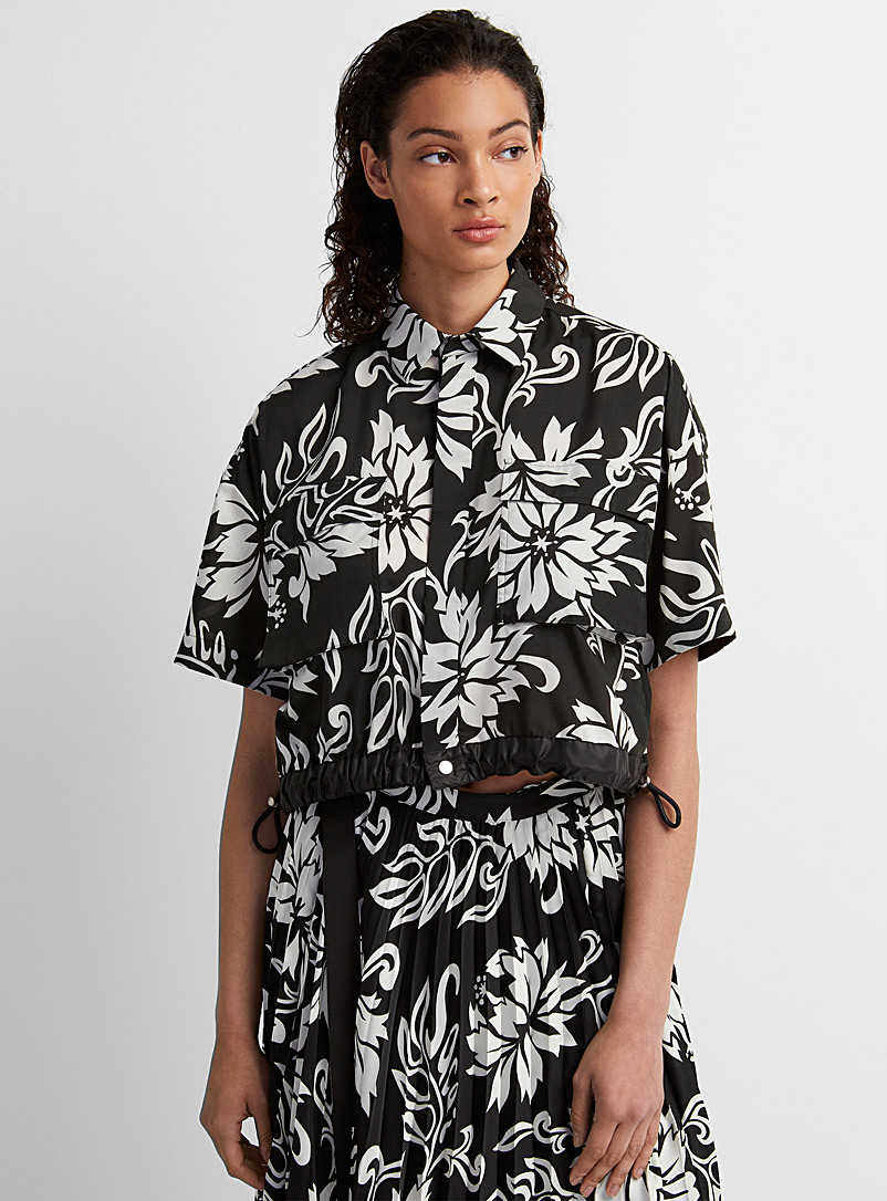 Sacai Patterned Black Cropped floral shirt for women