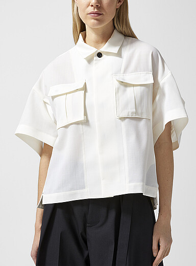 Sacai Off White Denim back white shirt for women