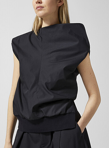 Sacai: Le haut drap&eacute; en popeline Noir pour femme