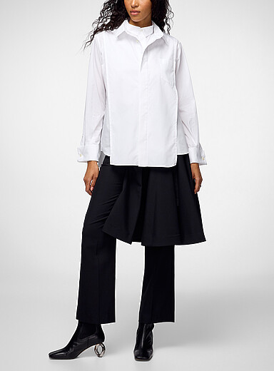 Sacai: La chemise en popeline panneau superpos&eacute; Blanc pour femme
