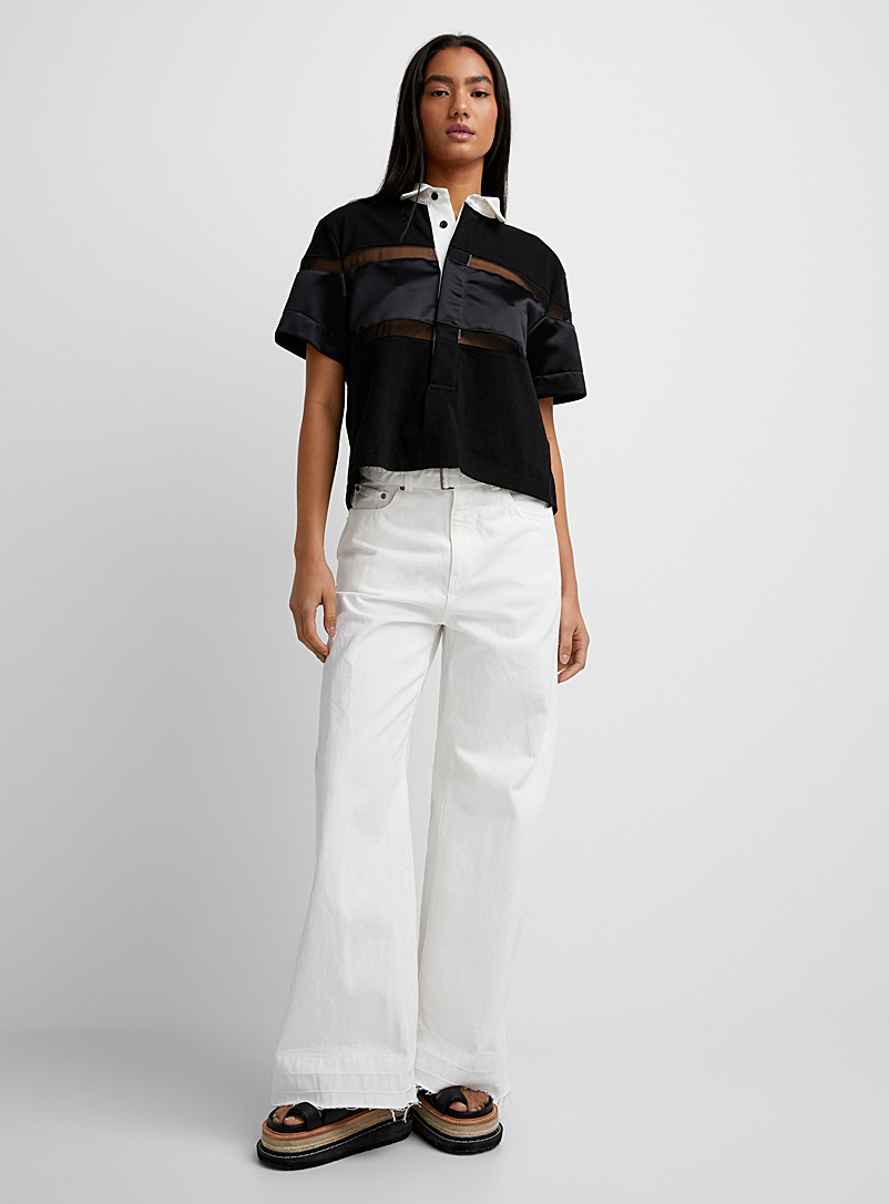 Sacai Off White Belted white jean for women