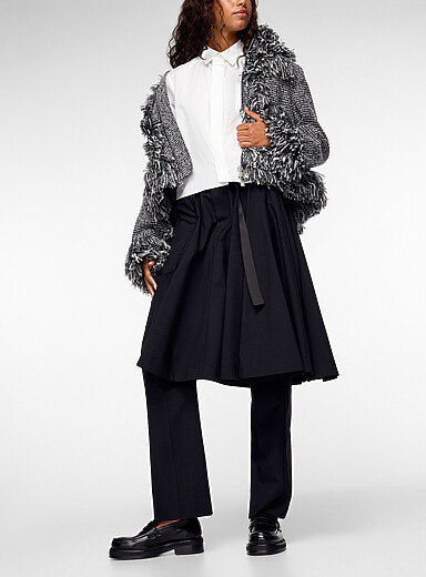 Sacai: Le pantalon habill&eacute; &agrave; jupe superpos&eacute;e Noir pour femme