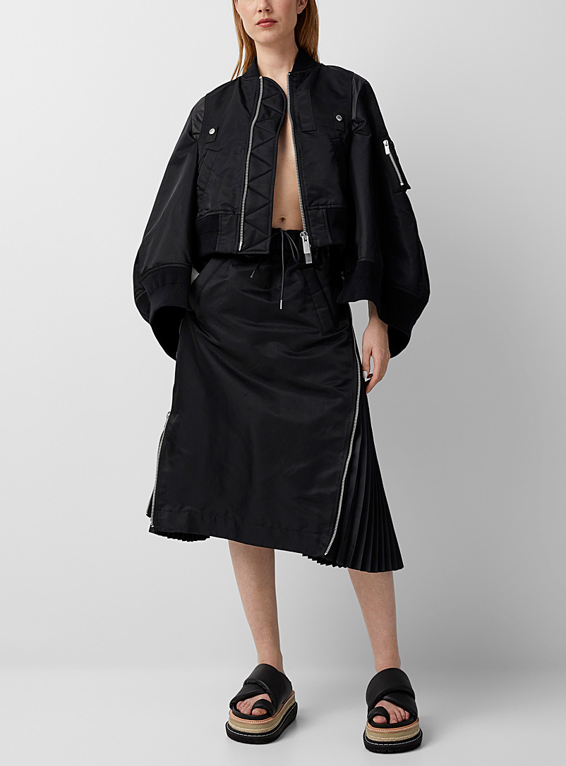 Sacai Black Zipped-slit skirt for women