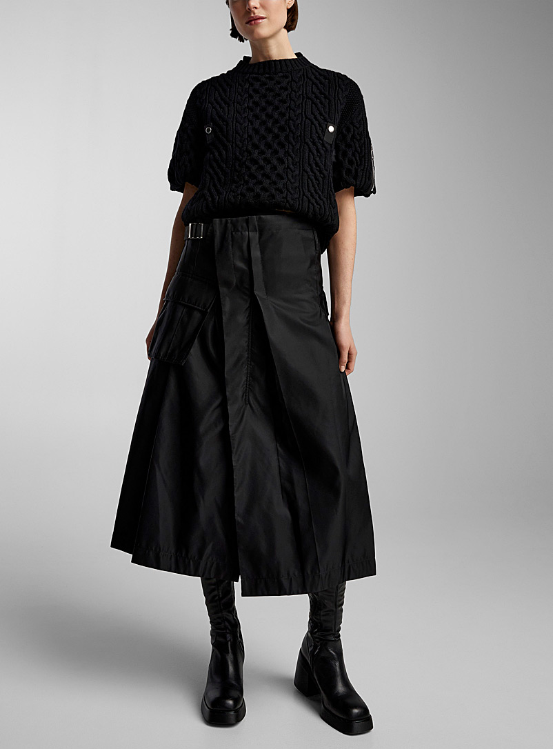 Sacai: La jupe portefeuille en nylon Noir pour femme
