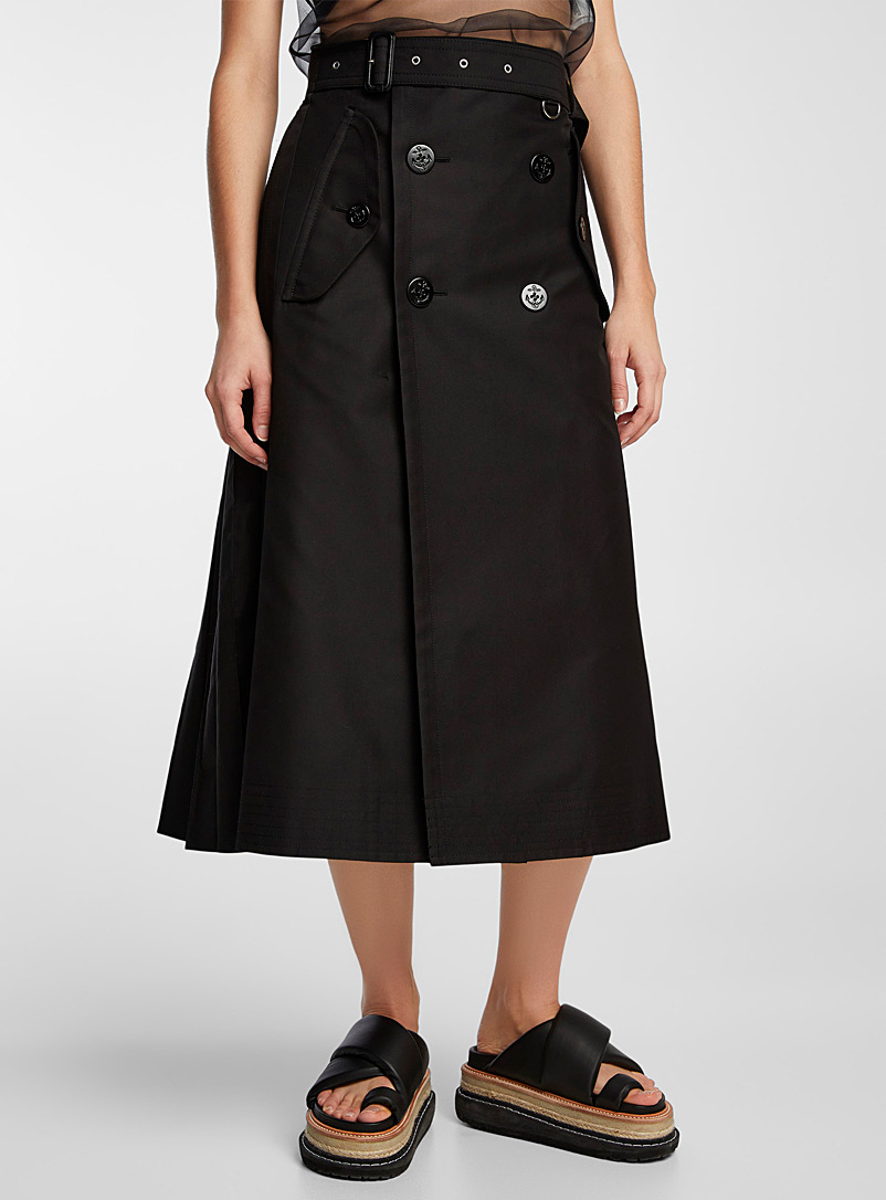 Sacai Black Nautical buttons wrap skirt for women